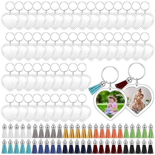 Set mit 50 Acryl-Herzrahmen mit fließenden Quasten, zarter Schlüsselanhänger, Schmuck, geeignet für Enthusiasten und Set mit 50 Acryl-Herzrahmen mit fließenden Quasten, zarter Schlüsselanhänger, Schmuck, geeignet für Enthusiasten und von Piceioep