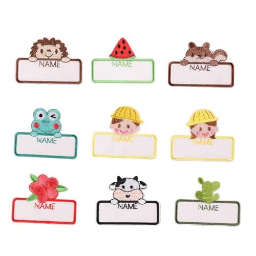 Stickerei-Namensaufnäher, selbstklebend, Cartoon-Namensaufkleber für einfache Verwendung auf Schultaschen und Alltagsgegenständen, 9 Stück Stickerei-Namensaufnäher, selbstklebend, Cartoon-Namensaufkleber für einfache Verwendung auf Schultaschen und Alltagsgegenständen, 9 Stück von Piceioep