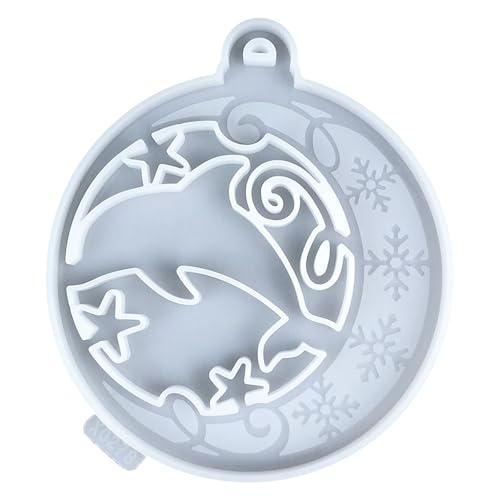 Weihnachtsbaumbehang, Ornament, Epoxidharz, Silikon, Delfin, rund, Anhängerform, handgefertigt, Schmuckherstellungswerkzeug von Piceioep