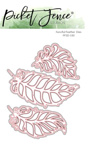 Picket Fence Studios Fanciful Feather Stanzschablonen PFSD-330 Dekorative Handwerk Metall Stanzformen Set von 3 von Picket Fence Studios