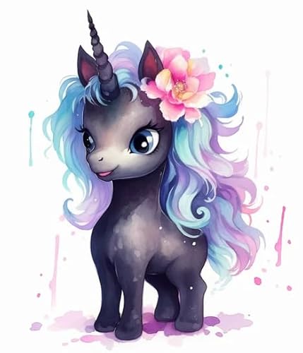 Picmondoo Diamond Painting Mini – Serafina – 20x15cm – Komplettset für Kinder & Erwachsene – Liebevolles Einhorn-Motiv mit irisierenden Farben – DIY-Kunstwerk mit Zubehör & Harzsteinen von Picmondoo