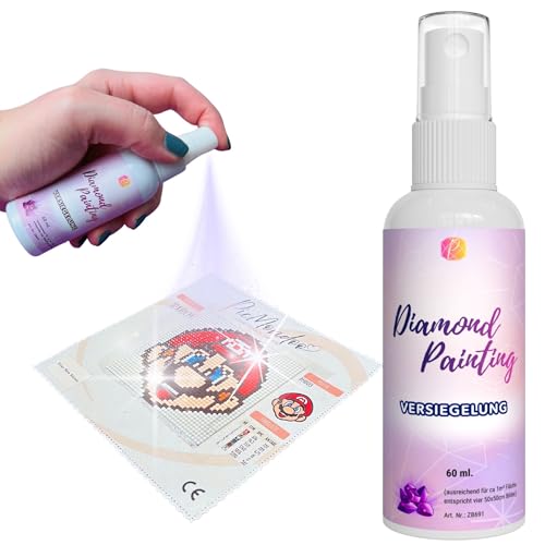 Picmondoo Diamantmalerei-Sprühversiegelung (60ml), Diamond Painting Versiegelung für Harzsteine, Perfekt als Diamant Painting Zubehör & Kleber, UV-beständig, Transparent und Kein Pinsel Nötig von Picmondoo