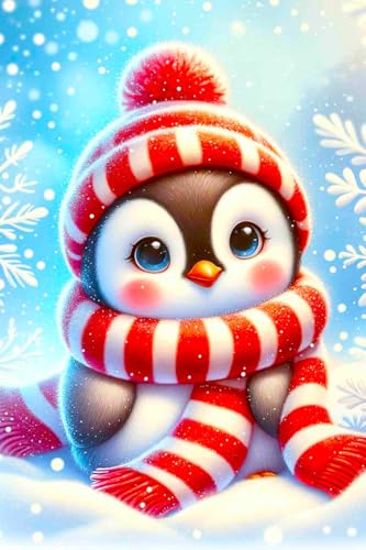 Picmondoo Diamond Painting „Kleiner Pinguin“ 20x30 cm – DIY Diamantmalerei für Kinder & Erwachsene – Mit AB-Steinen & Strassstein – Komplettset mit Künstlerleinwand & Zubehör von Picmondoo