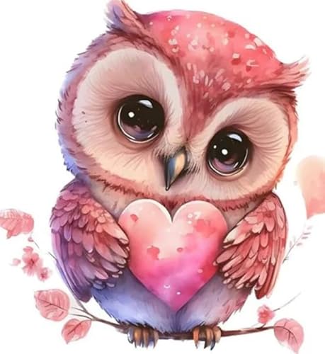 Picmondoo Diamond Painting Mini – Loving Owl – 15x15 cm – Komplettset für Erwachsene & Kinder – Hochwertige Harzsteine mit irisierender Beschichtung – DIY Kunsthandwerk mit Liebe zum Detail von Picmondoo
