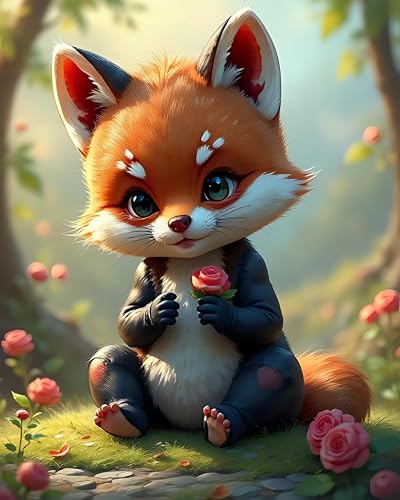 Picmondoo Diamond Painting Mini – Fuchs Kasper – 20x15 cm – Komplettset für Kinder & Erwachsene – Künstlerleinwand mit Harzsteinen & AB-Farben – Einfache DIY Deko von Picmondoo
