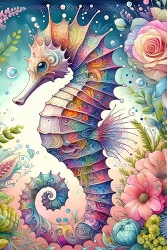 Picmondoo Diamond Painting Seepferdchen Blütentraum 40x60 cm – mit AB-Steinen, Fairydust & Rhinestones – Komplettset mit Leinwand, Werkzeug & Anleitung von Picmondoo