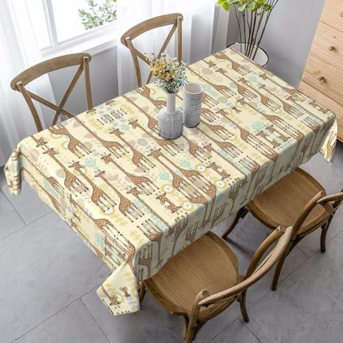Pidgazdfgv Handgezeichnete Giraffen-Küchentischdecke, eng anliegend, waschbar, knitterfrei, dehnbar, rechteckig, Terrasse von Pidgazdfgv
