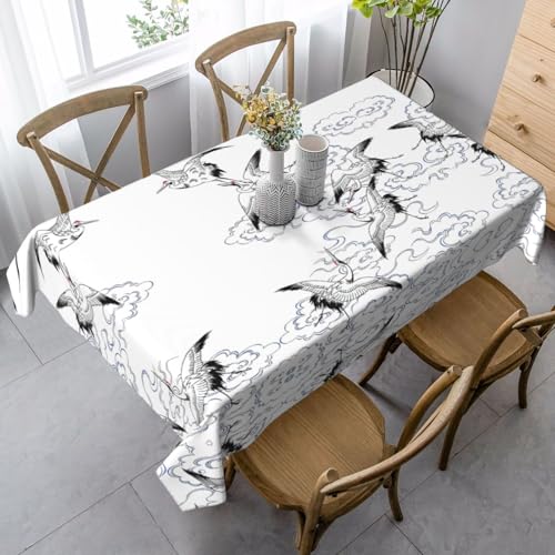 Pidgazdfgv Japanische Kranich-Tischdecke, eng anliegend, waschbar, knitterfrei, dehnbar, rechteckig, Terrasse von Pidgazdfgv