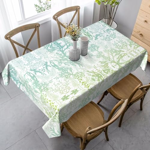 Pidgazdfgv Küchentischdecke, enganliegend, waschbar, knitterfrei, dehnbar, rechteckig, Grün / Meerblau von Pidgazdfgv