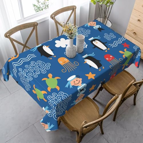Pidgazdfgv Küchentischdecke mit Pinguin-Schildkröte, eng anliegend, waschbar, knitterfrei, dehnbar, rechteckig, für Terrasse Pidgazdfgv Küchentischdecke mit Pinguin-Schildkröte, eng anliegend, waschbar, knitterfrei, dehnbar, rechteckig, für Terrasse von Pidgazdfgv