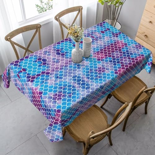 Pidgazdfgv Meerjungfrauen-Tischdecke mit Fischschuppen, eng anliegend, waschbar, knitterfrei, dehnbar, rechteckig, Terrasse Pidgazdfgv Meerjungfrauen-Tischdecke mit Fischschuppen, eng anliegend, waschbar, knitterfrei, dehnbar, rechteckig, Terrasse von Pidgazdfgv