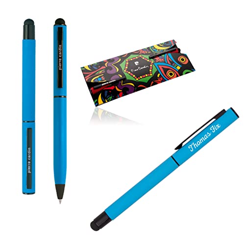 Pierre Cardin® CELEBRATION Set aus Kugelschreiber und Rollerball Pen mit Gravur Premium Stift | Geschenkbox | blaue Mine | personalisiertes Geschenk | graviert | Jahrestag | Geburtstag (Hellblau) von Pierre Cardin