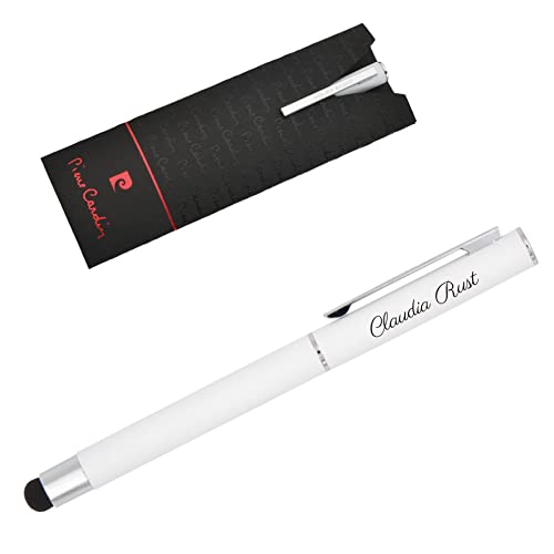 Pierre Cardin® CLAUDIE TouchPen Kugelschreiber mit Gravur | Premium Stift Etui | blaue Mine | edel | personalisiertes Geschenk | Namen | graviert | Jahrestag | Geburtstag (Weiß) von Pierre Cardin
