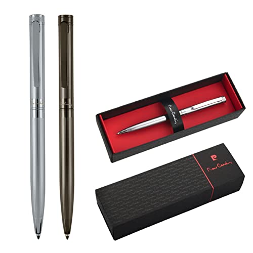 Pierre Cardin® RENEE Kugelschreiber mit Gravur | Premium Stift Etui | blaue Mine | edel | personalisiertes Geschenk | Namen | graviert | Jahrestag | Geburtstag (Gunmetal) von Pierre Cardin