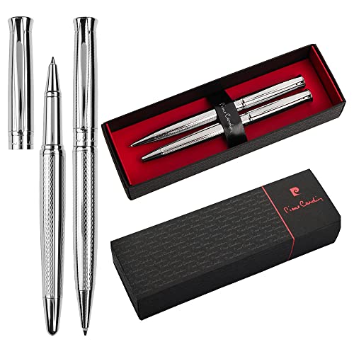 Pierre Cardin® ROI Set aus Kugelschreiber und Rollerball mit Gravur | Premium Stifte | Etui | blaue Mine | edel | personalisiertes Geschenk | Namen | graviert | Jahrestag | Geburtstag (Silber) von Pierre Cardin