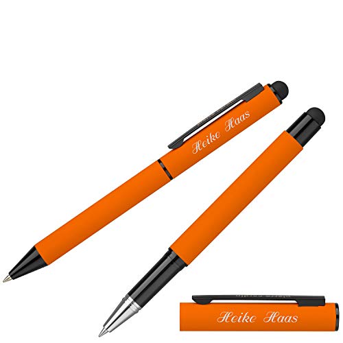 Pierre Cardin Schreibset Stylus CELEBRATION Orange Kugelschreiber Tintenroller mit Laser-Gravur von Pierre Cardin