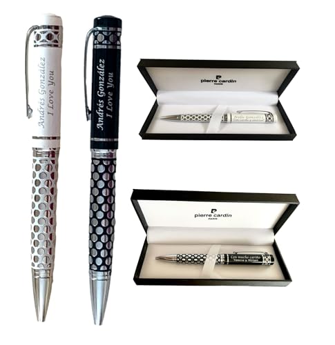 regalo grabado Fashion Pierre Cardín personalisierter Kugelschreiber | Gravur Text in 2 Zeilen | Geschenk zum Jahrestag und Geburtstag | Avantgardistisches Design | elegantes Etui | Schwarz von Pierre Cardin