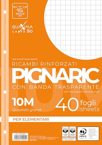 Pigna, 40er-Pack 4-Loch, Ablage, verstärkte Seitenstreifen, Blätter mit verstärkten Löchern, A4-Blätter, 21x29,7, 10, Quadrat 1 cm. Pigna, 40er-Pack 4-Loch, Ablage, verstärkte Seitenstreifen, Blätter mit verstärkten Löchern, A4-Blätter, 21x29,7, 10, Quadrat 1 cm. von Pigna
