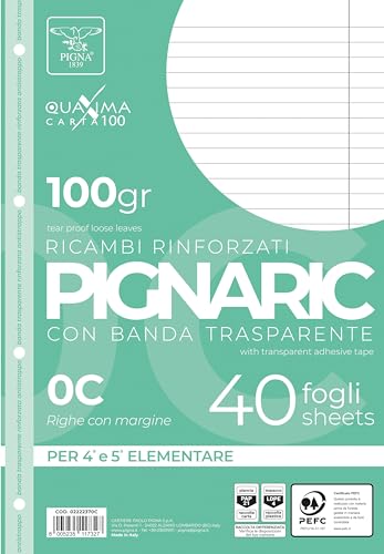 Pigna, 40er Pack 4-Loch, Ablage, verstärkte Seitenstreifen, Blätter mit verstärkter Lochung, 100 g/m² Papier, Blätter im Format A4, 21x29,7, 0C, liniert mit Rand Pigna, 40er Pack 4-Loch, Ablage, verstärkte Seitenstreifen, Blätter mit verstärkter Lochung, 100 g/m² Papier, Blätter im Format A4, 21x29,7, 0C, liniert mit Rand von Pigna