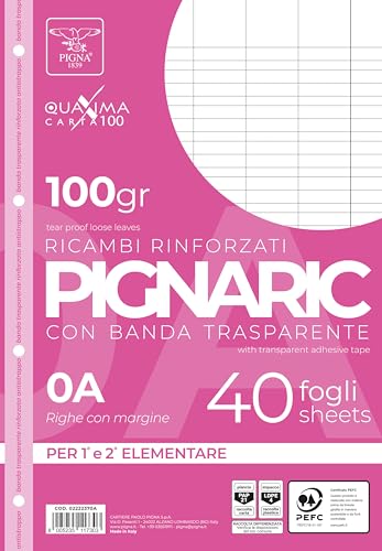 Pigna, 40er-Pack 4-Loch, Ablage, verstärkter Seitenstreifen, Blätter mit verstärkter Lochung, 100 g/m² Papier, A4 Blätter, 21x29,7, 0A, liniert erste und zweite Klasse Pigna, 40er-Pack 4-Loch, Ablage, verstärkter Seitenstreifen, Blätter mit verstärkter Lochung, 100 g/m² Papier, A4 Blätter, 21x29,7, 0A, liniert erste und zweite Klasse von Pigna