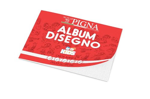 Pigna, Album Disegna Kids, 20 Blatt, 24x33 cm, Metallic-Sticheinband, 110 g/m², quadratisch 5 mm, 10 von Pigna