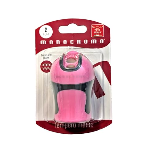 Pigna, Einfarbiger Bleistiftspitzer, Blister mit 1 Stück, zwei Löcher, weicher Körper, Farbe Rosa, ideal für Schule und Büro Pigna, Einfarbiger Bleistiftspitzer, Blister mit 1 Stück, zwei Löcher, weicher Körper, Farbe Rosa, ideal für Schule und Büro von Pigna