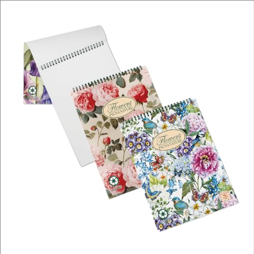 Pigna, Natur Blumen kurze Seite spiralgebundene Blöcke, A6 10x15 cm, 5M innen, 5 mm Quadrate, Recyclingpapier, 6 Stück. von Pigna
