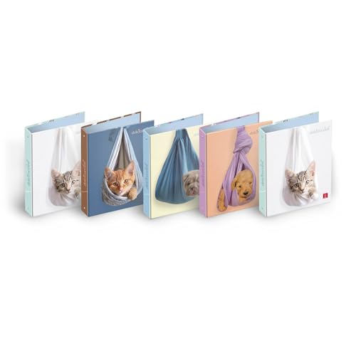 Pigna, Notizbuch mit Ringen A4 Süße Welpen, verschiedene Motive, Ringbuch, Organisation von Schulnotizen und/oder Dokumenten, Format 27 x 32 cm, Packung mit 5 Stück von Pigna