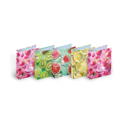 Pigna, Notizbuch mit Ringen F.to A4 FRUITS, verschiedene Früchte, Ringbuch, Organisation von Schulnotizen und/oder Dokumenten, Format 27 x 32 cm, Packung mit 5 Stück von Pigna