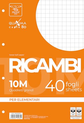 Pigna, Packung mit 40 Blättern mit 4 Löchern, A4, 21x29,7, Blätter mit Löchern ohne Verstärkung, 10, Quadrate 1 cm. Pigna, Packung mit 40 Blättern mit 4 Löchern, A4, 21x29,7, Blätter mit Löchern ohne Verstärkung, 10, Quadrate 1 cm. von Pigna