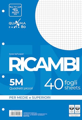 Pigna, Packung mit 40 Blättern mit 4 Löchern für die Ablage, A4, 21x29,7, Blätter mit Löchern ohne Verstärkung, 5M, quadratisch 5 mm. Pigna, Packung mit 40 Blättern mit 4 Löchern für die Ablage, A4, 21x29,7, Blätter mit Löchern ohne Verstärkung, 5M, quadratisch 5 mm. von Pigna