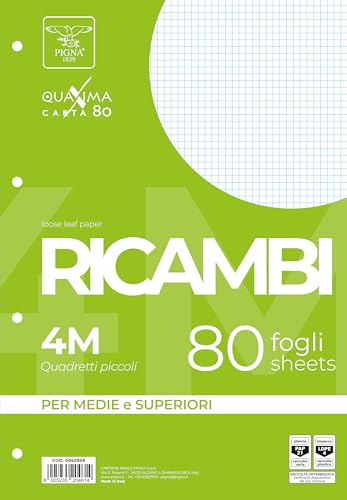 Pigna, Packung mit 80 Blättern mit 4 Löchern für die Ablage, A4, 21x29,7, Blätter mit Löchern ohne Verstärkung, 4M, Quadrate 4 mm. Pigna, Packung mit 80 Blättern mit 4 Löchern für die Ablage, A4, 21x29,7, Blätter mit Löchern ohne Verstärkung, 4M, Quadrate 4 mm. von Pigna