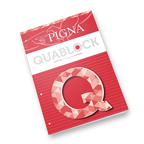Pigna QUABLOCK A4 Block, 80 g/m² Papier, 4 Löcher, innen 1R, liniert, Ideal für Schule und Büro, Ringbuchminen, 50 Blatt, 5 Stück. von Pigna