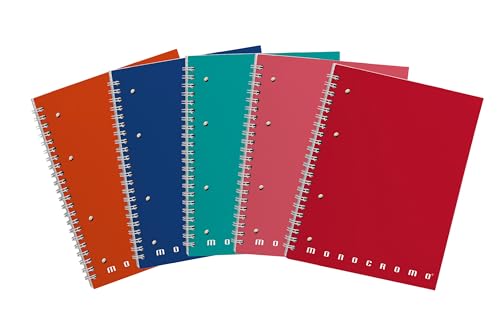 Pigna Spiralgebundene Notizbücher Einfarbig, 4M innen, 4 mm Quadrate, 4 Löcher und Mikroperforationen, 80 g Papier, A5 Format 16x20,5 cm 5 von Pigna
