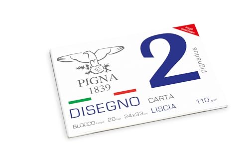 Pigna, PignaDue Zeichenblock mit 4 Ecken, Format 24x33 cm, 20 Blatt 110 g/m², Ideal zum Zeichnen und Skizzieren, Glattes Papier, Packung 1 St. Pigna, PignaDue Zeichenblock mit 4 Ecken, Format 24x33 cm, 20 Blatt 110 g/m², Ideal zum Zeichnen und Skizzieren, Glattes Papier, Packung 1 St. von Pigna