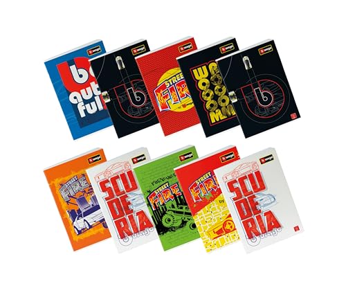 Pigna Maxi-Hefte BBurago, 10er-Pack, Format A4, behandelter Einband, 80 g FSC-Papier, exklusive Auflage der Kollektion Bburago, 5M, 5 mm kariert von Pigna