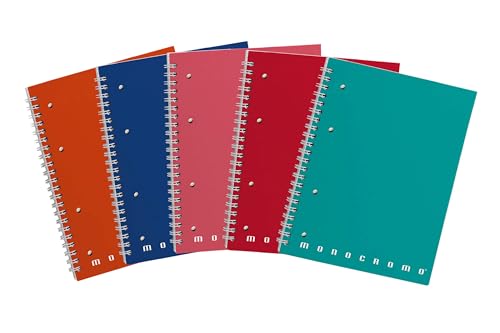 Pigna Maxi Spiral Notizbücher Einfarbig, innen 1R, liniert, 4 Löcher und Mikroperforation, 80 g Papier, Format A4 22X29,7 cm. 5 von Pigna