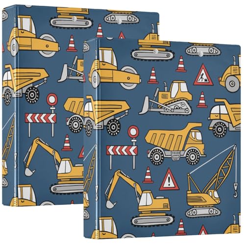 Pigsaly Runder Ringbuch, gelb, Bauautos, 3,8 cm, Roller, Bagger, LKW, Klemmbrett, Ordner mit Taschen, passend für 200 Blatt, für Schule, Büro, Zuhause, Geschenke, 1 Packung Pigsaly Runder Ringbuch, gelb, Bauautos, 3,8 cm, Roller, Bagger, LKW, Klemmbrett, Ordner mit Taschen, passend für 200 Blatt, für Schule, Büro, Zuhause, Geschenke, 1 Packung von Pigsaly