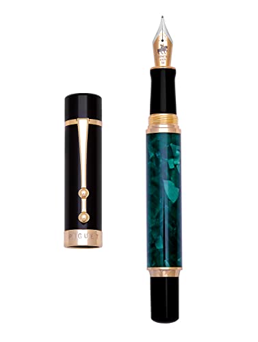 Piguet – Luxus-Rollerball und Füllfederhalter mit vergoldeter Feder (Füllfederhalter, Marble Vert) von Piguet Geneve Suisse