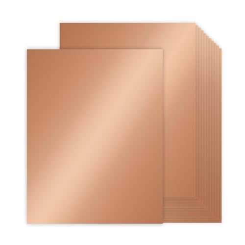 30 Blatt rotgoldenes Metallic-Kartonpapier, 21,6 x 27,9 cm, 41,7 kg/250 g/m², Hochglanz-Goldfolien-Karton zum Basteln, Scrapbooking, Kartenherstellung, Einladungen, Dekorationen (Roségold) von Pikalon