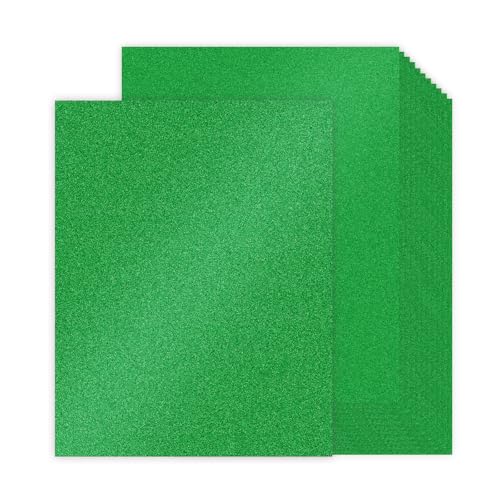 Pikalon 30 Blatt grüner Glitzer-Karton, 21,6 x 27,9 cm, schweres 230 g/m², hochwertiges funkelndes Kartonpapier für Kartenherstellung, Basteln, Party, Dekoration, Schule, Studentenbedarf (grün) von Pikalon