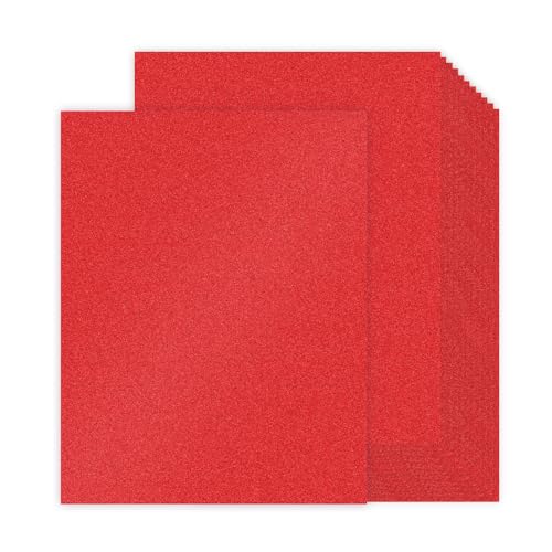 Pikalon 30 Blatt roter Glitzer-Karton, 21,6 x 27,9 cm, schweres 230 g/m², hochwertiges funkelndes Kartonpapier für Kartenherstellung, Basteln, Party, Dekoration, Schule, Studentenbedarf (rot) von Pikalon