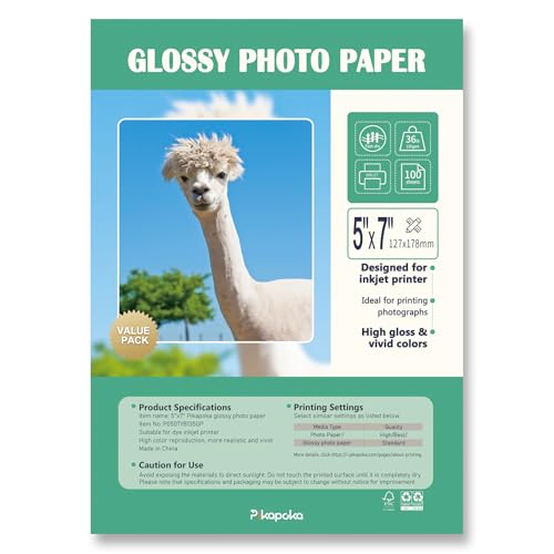 Pikapoka Glänzendes Fotopapier für Tintenstrahldrucker, dünnes glänzendes Fotopapier für Chipbeutel, 5R Fotopapier 16,3 kg, 100 Stück Pikapoka Glänzendes Fotopapier für Tintenstrahldrucker, dünnes glänzendes Fotopapier für Chipbeutel, 5R Fotopapier 16,3 kg, 100 Stück von Pikapoka
