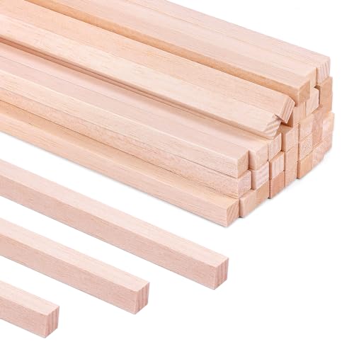 30 Stück Balsaholzstäbe, 1,27 x 1,27 x 30,5 cm, Holzstreifen, Balsa, quadratische Holzdübel, Hartholz, unlackierte Holzstäbe für Handwerk, DIY-Projekte, Modellherstellung, Zubehör 30 Stück Balsaholzstäbe, 1,27 x 1,27 x 30,5 cm, Holzstreifen, Balsa, quadratische Holzdübel, Hartholz, unlackierte Holzstäbe für Handwerk, DIY-Projekte, Modellherstellung, Zubehör von Piklodo