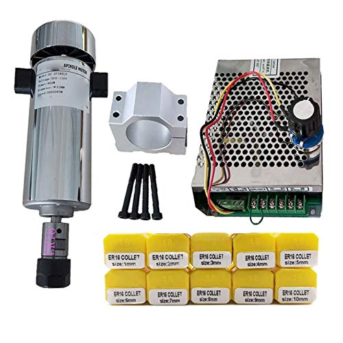 zxxin-Gleichstrommotoren, Luftgekühlt 0,8 kW DC110V 20000RPM CNC Spindlemotor Kit Er16 / Chuck 800W Spindelmotor, Government Government Governor, dauerhaft (Color : Package 6 ER16) von Pilang