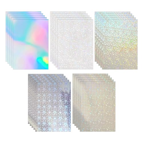 Pilikoll 15 Stück A4 holografische Silberkarte Holographische Aufkleber Papier Vinyl Aufkleber Papier Laser Holografische Vinylfolie Selbstklebende für DIY Handwerk Dekoration von Pilikoll