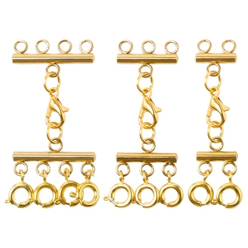 Pilikoll 3 Stück Ketten Layering Verschluss Necklace Layering Clasp 2/3/4 Stränge Federverschluss Separator Kettentrenner Schmuck Kettenverschluss Layering für Halskette Anhänger DIY Craft Making,Gold Pilikoll 3 Stück Ketten Layering Verschluss Necklace Layering Clasp 2/3/4 Stränge Federverschluss Separator Kettentrenner Schmuck Kettenverschluss Layering für Halskette Anhänger DIY Craft Making,Gold von Pilikoll