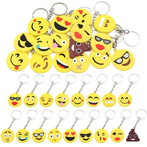 Pilikoll 34 Pcs Emoji Schlüsselanhänger Smileys Spielzeug Anhänger Emoji Anhänger Party Geburtstag Anhänger Dekorationen Zubehör für Taschen Rucksäcke von Pilikoll