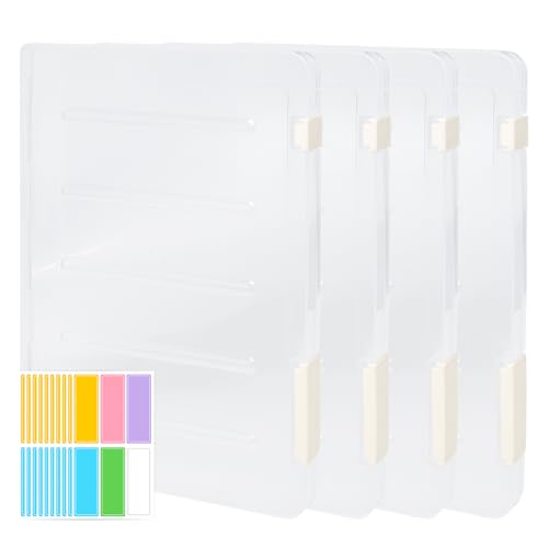 Pilikoll 4 Stück A4 Aufbewahrung Datei Boxen mit Etikettenaufkleber Tragbare Archivbox A4 Dokumentenbox a4 Kunststoff Transparent für Dokumente,Sammelalben,Briefe,Zeitschriften(30.5x22.3x2.2CM) von Pilikoll