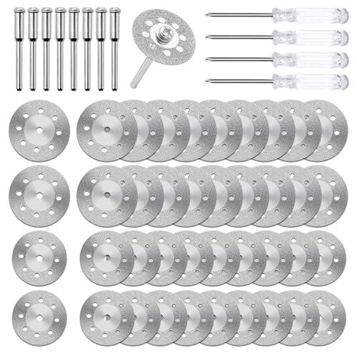 Pilikoll 40 Stück Mini Gelochte Trennscheiben mit 8 Stück 3 mm Dorn, 4 Stück Kreuzschraubendreher Diamant Trennscheiben Diamond Cutting Discs Set für Rotationswerkzeug, Holz, Fliese, Glas(22mm, 25mm) Pilikoll 40 Stück Mini Gelochte Trennscheiben mit 8 Stück 3 mm Dorn, 4 Stück Kreuzschraubendreher Diamant Trennscheiben Diamond Cutting Discs Set für Rotationswerkzeug, Holz, Fliese, Glas(22mm, 25mm) von Pilikoll